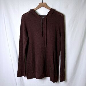 Caroline Grace Southern Pines Cotton Cashmere Knit Hoodie Size M Boar Brown
